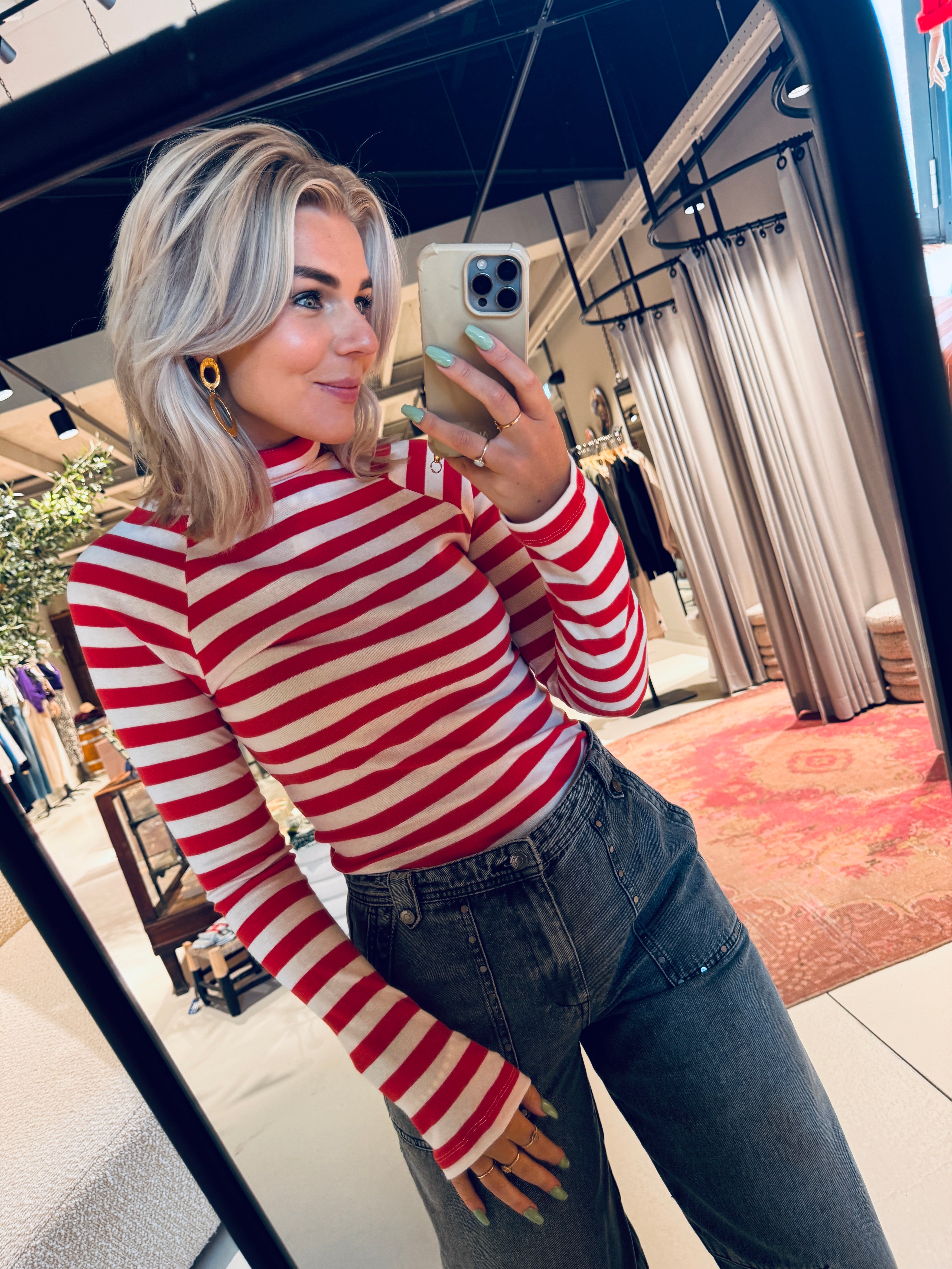 W25T1189 Longsleeve stripe - Tomato ecru