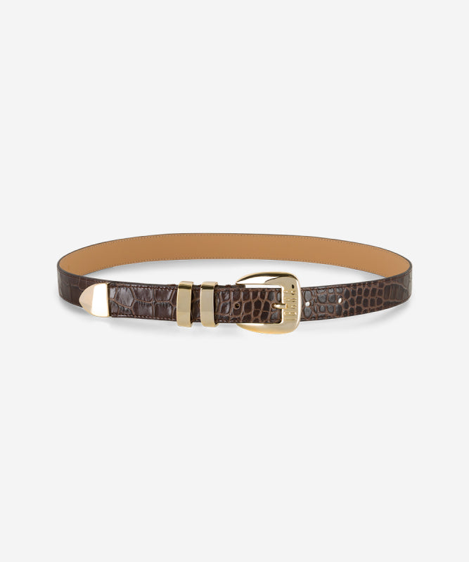 Acro Snake Belt van leer in donkerbruin voor dames van Ibana