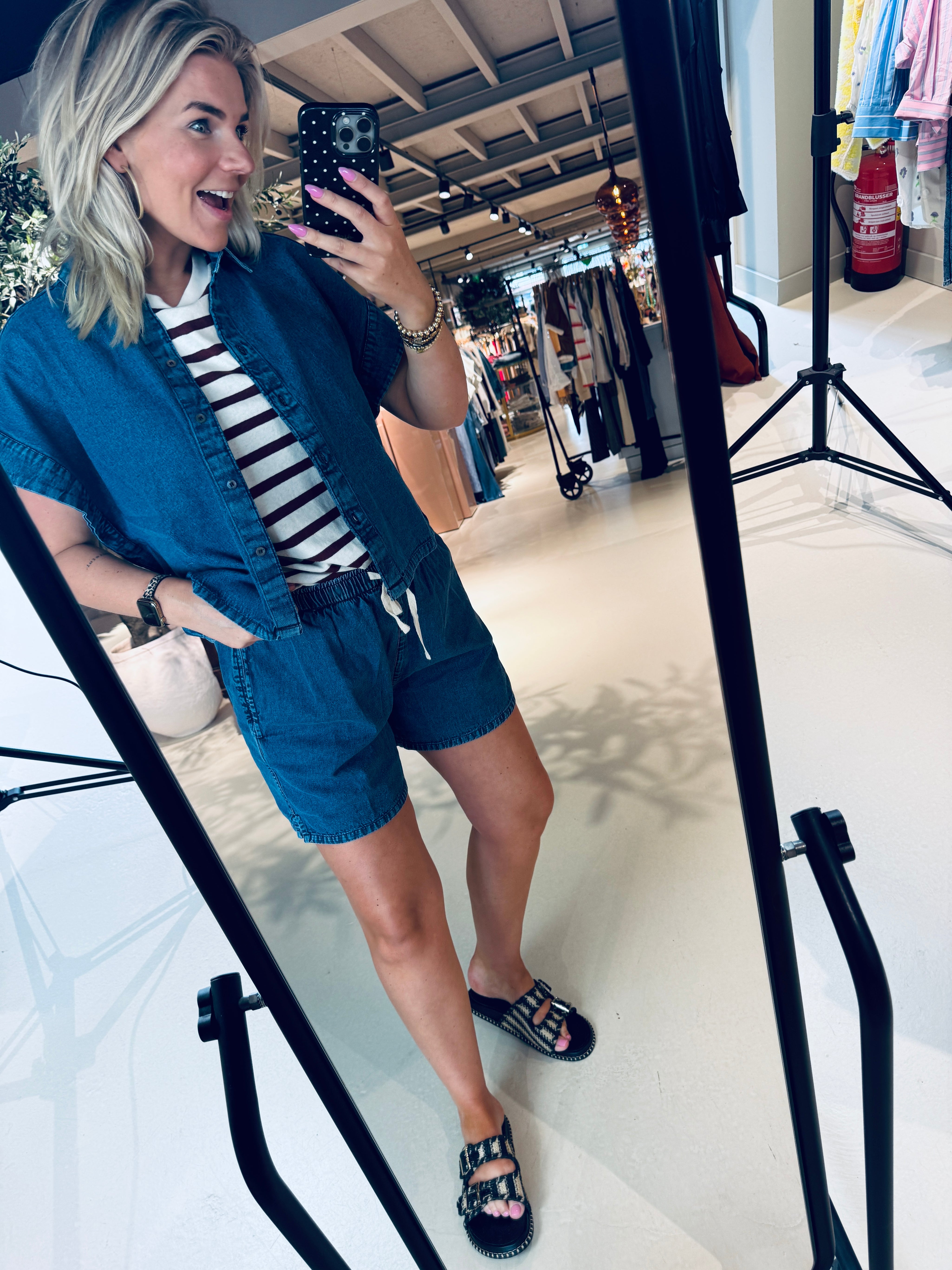 Pixie short denim blouse
