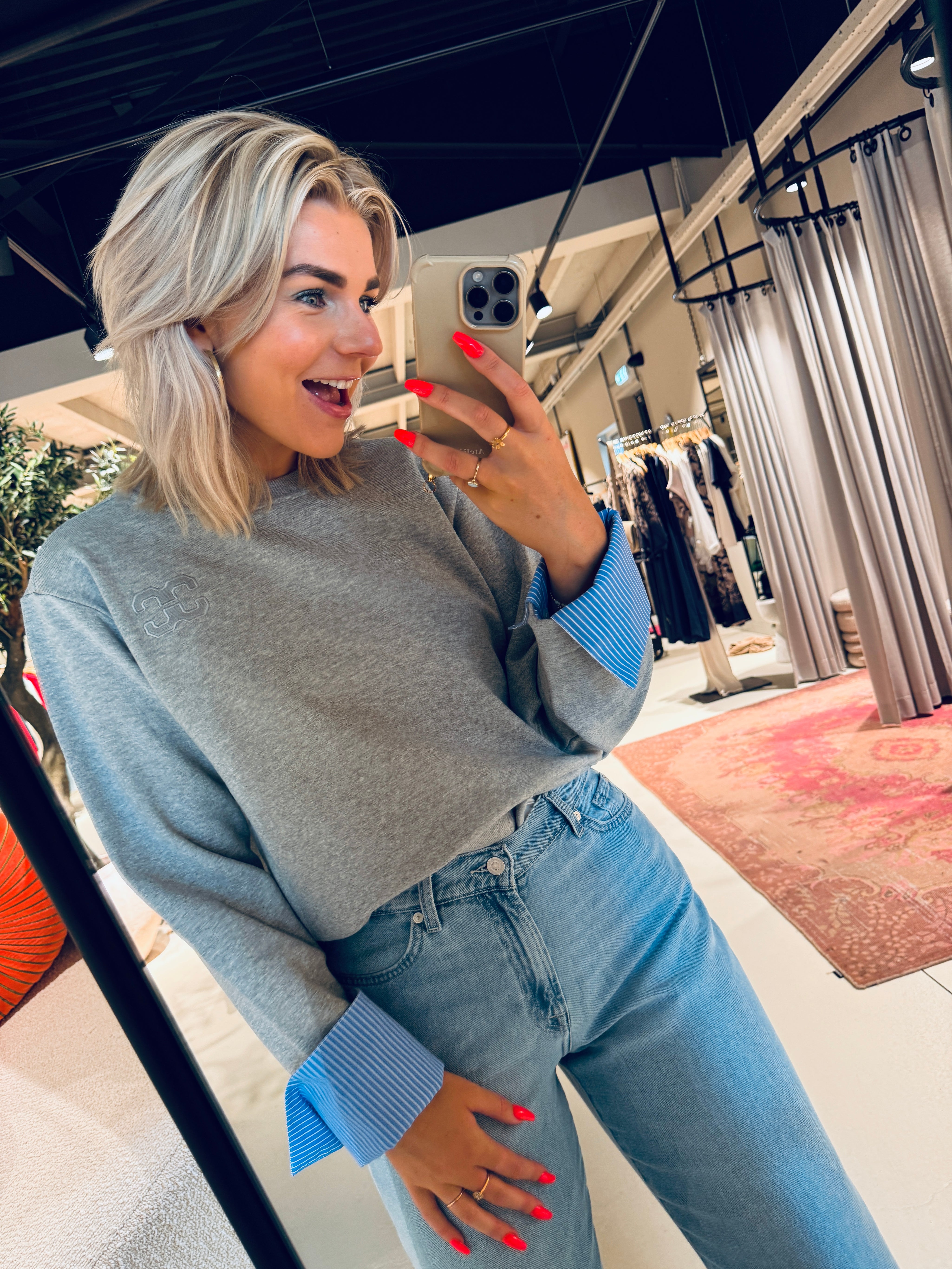 DaniellaCC Cuff Sweat - Grey Melange