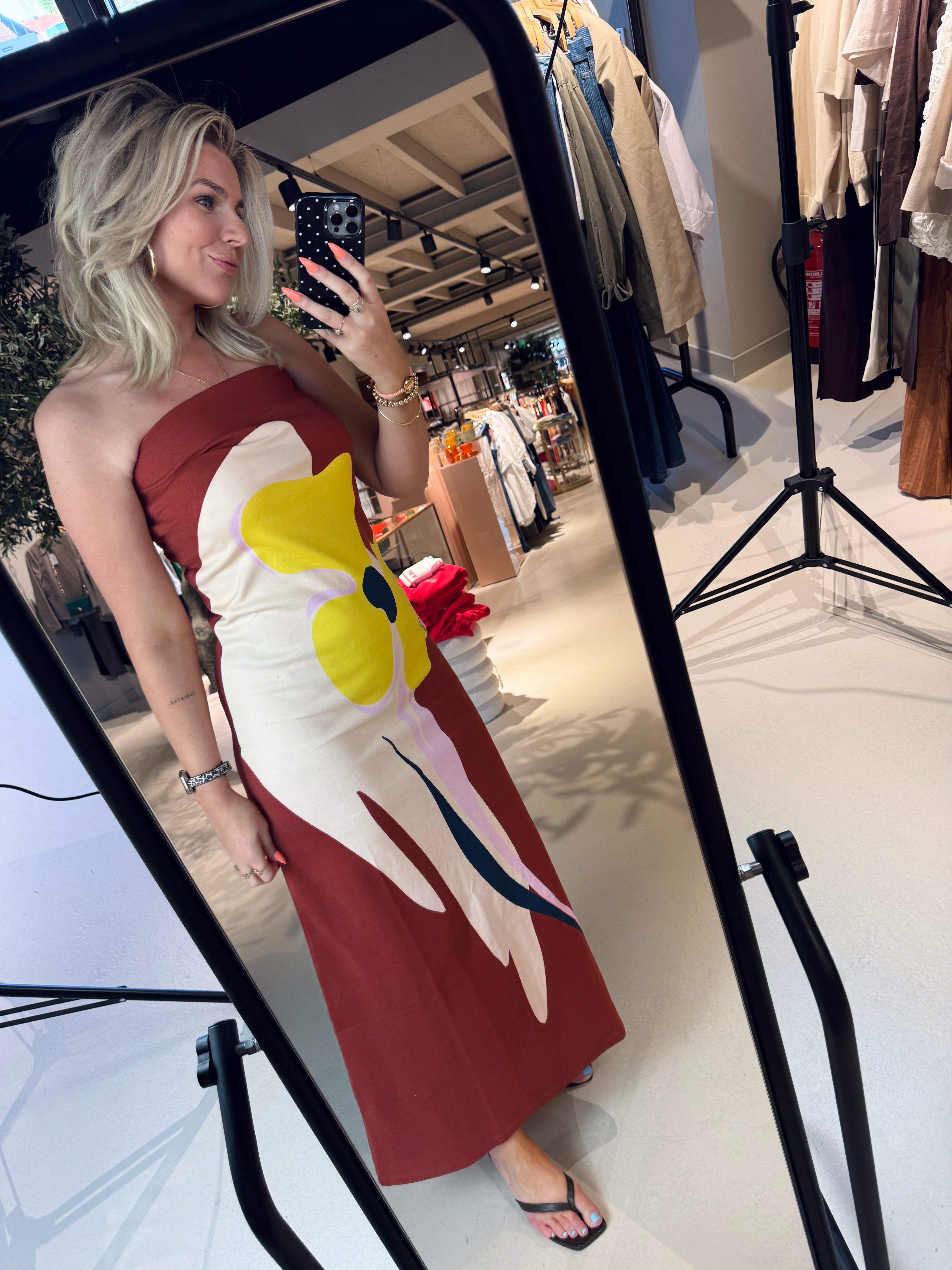 Jannick Printed Jersey Dress strapless voor dames van Essentiel Antwerp