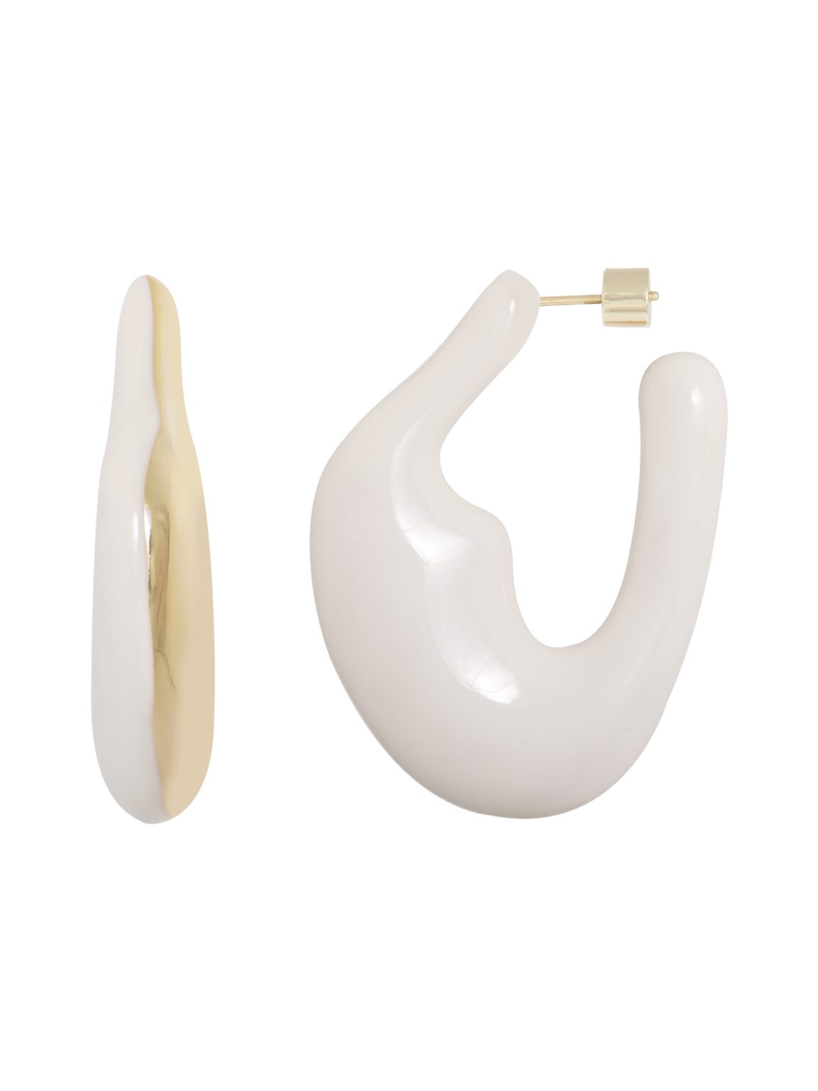 Organische Oorbellen Met Witte Emaille