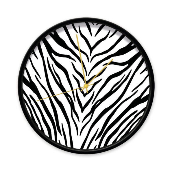Klok zebra zwart/goud 30cm
