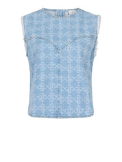 Laia monogram jeans top - Skywash blue