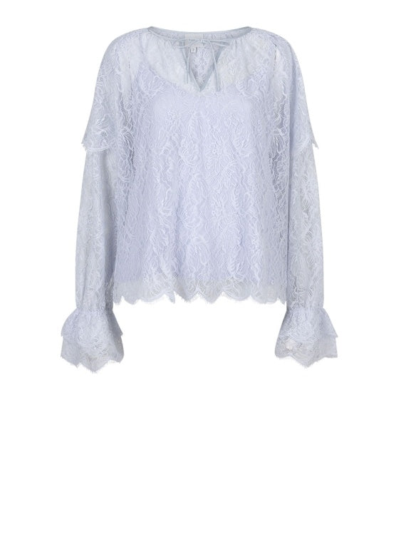Zilan boho detailed lace top - Crystal Blue