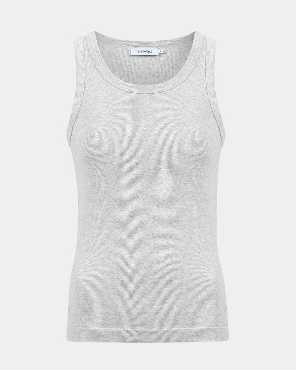 Ella Top basic grijze katoen tanktop voor dames van Knit-ted