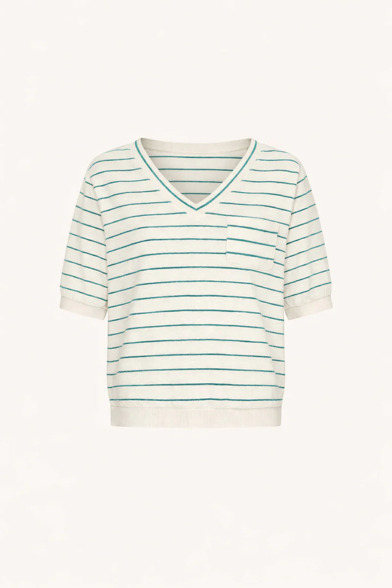 Tyler slub stripe top voor dames van BY-BAR