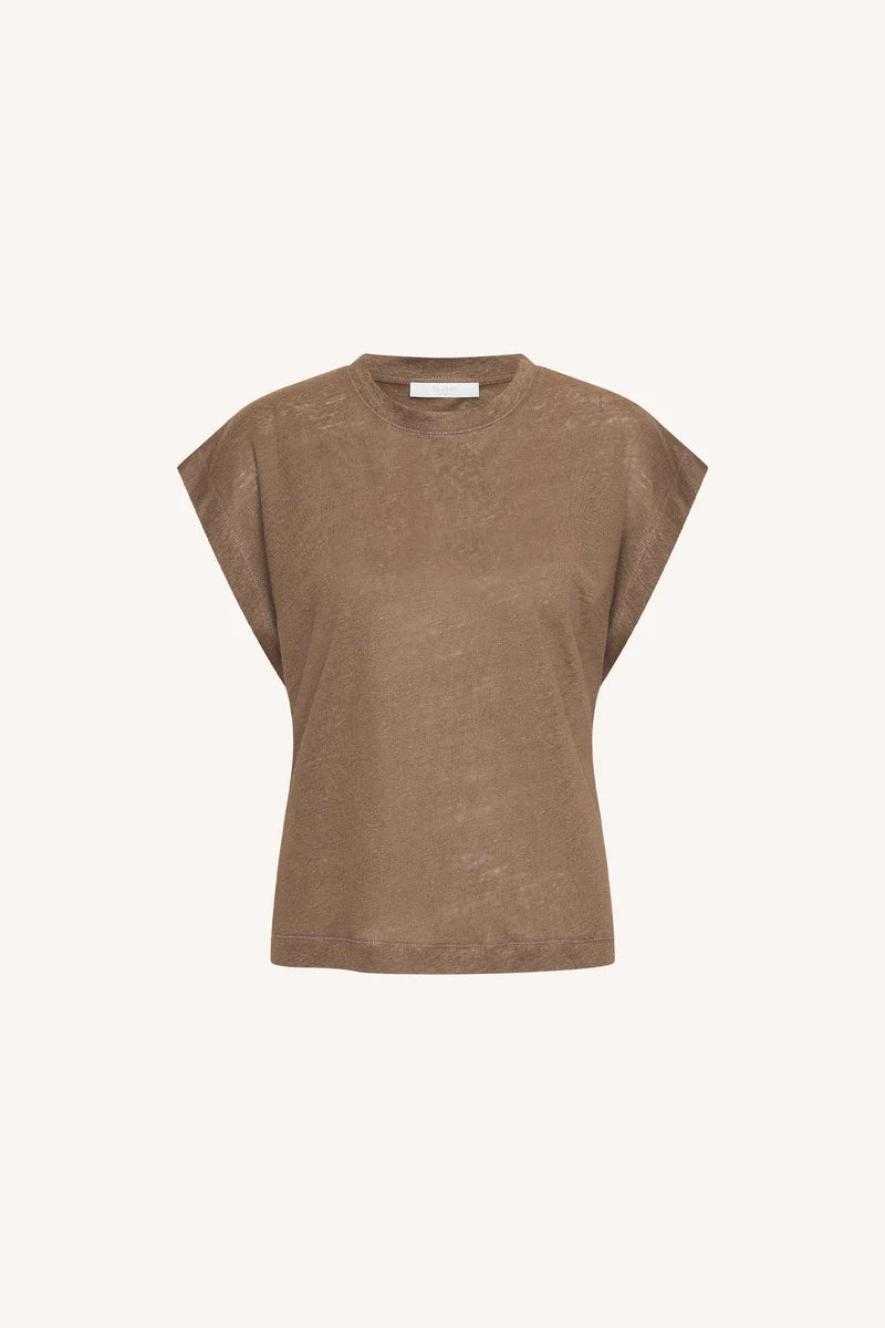 Mason linen top met ronde hals voor dames van BY-BAR