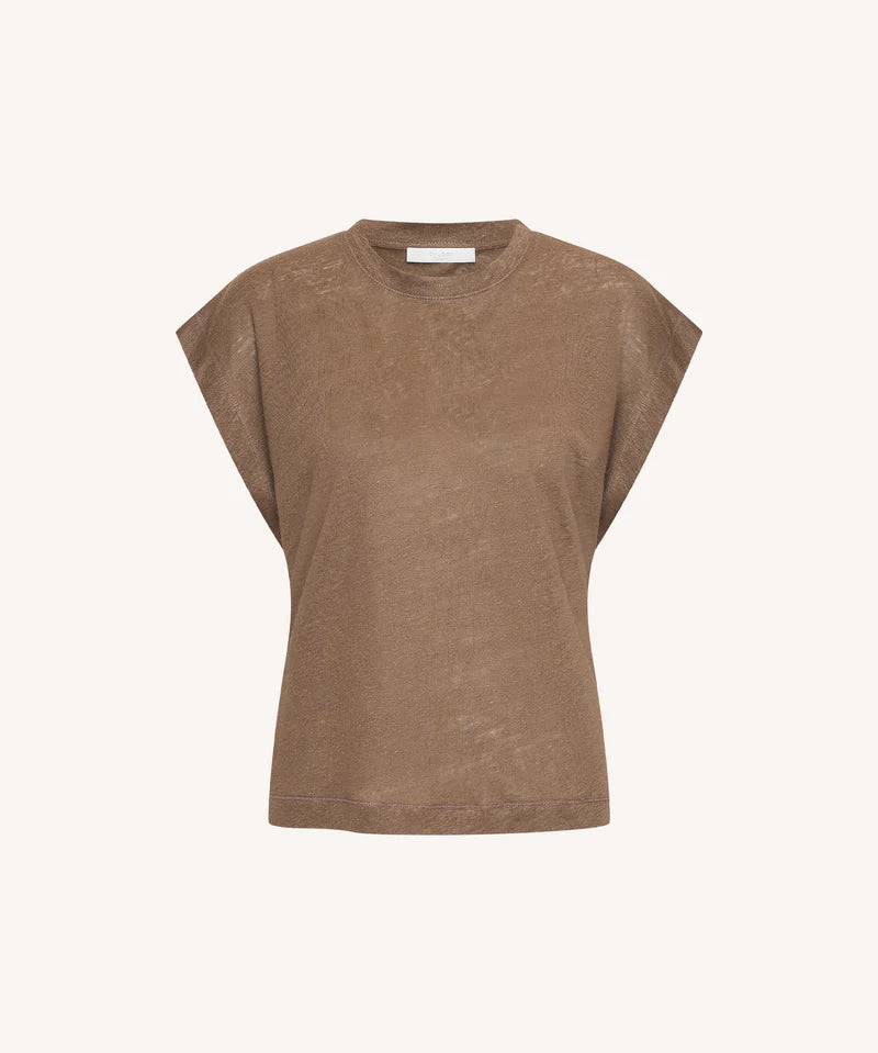 Mason linen top met ronde hals voor dames van BY-BAR