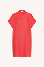 Hella linen dress in het rood of donkerblauw van By-Bar