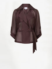Svea short trench blazer met strikceintuur voor dames van dante6