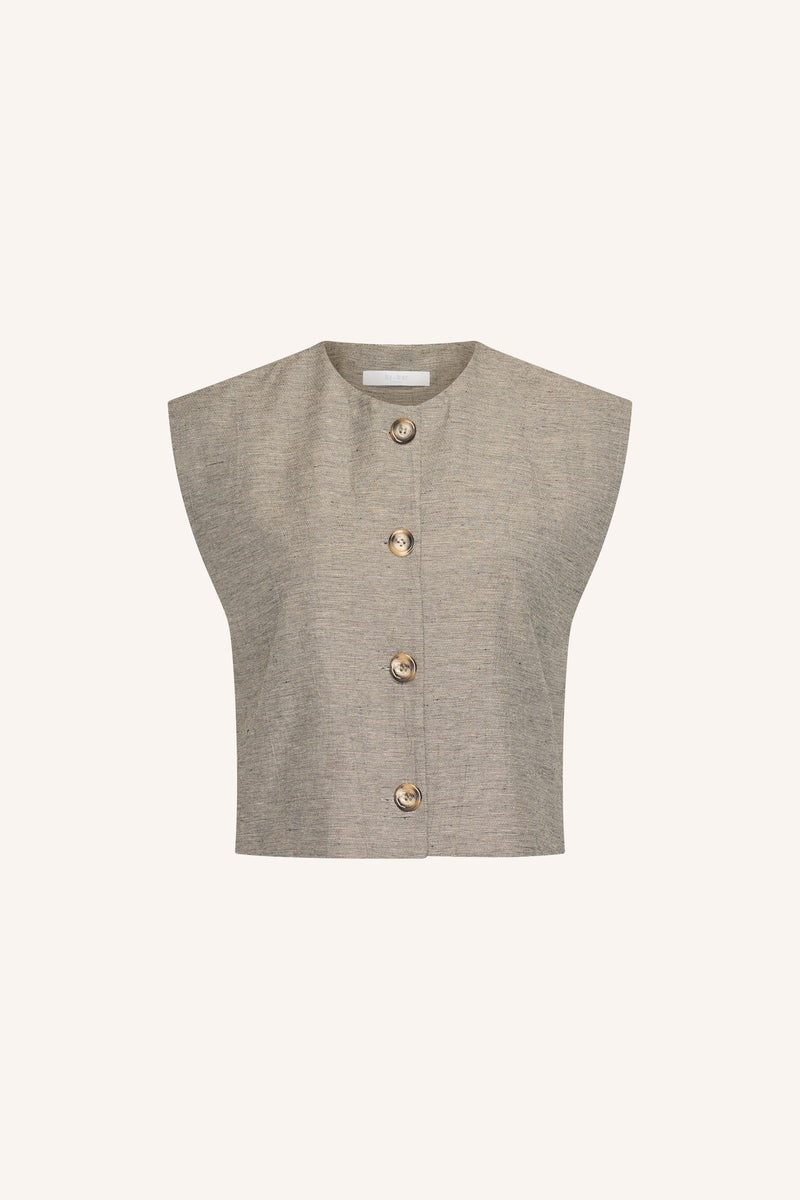 Nori melange gilet voor dames van BY-BAR