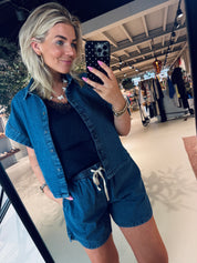 Pixie short denim blouse