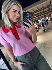 Jewelry Embroidered Knit Polo