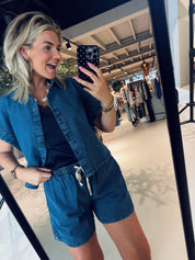 Pixie short denim blouse