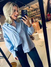 Cape Shirt dames blouse blauw Closed