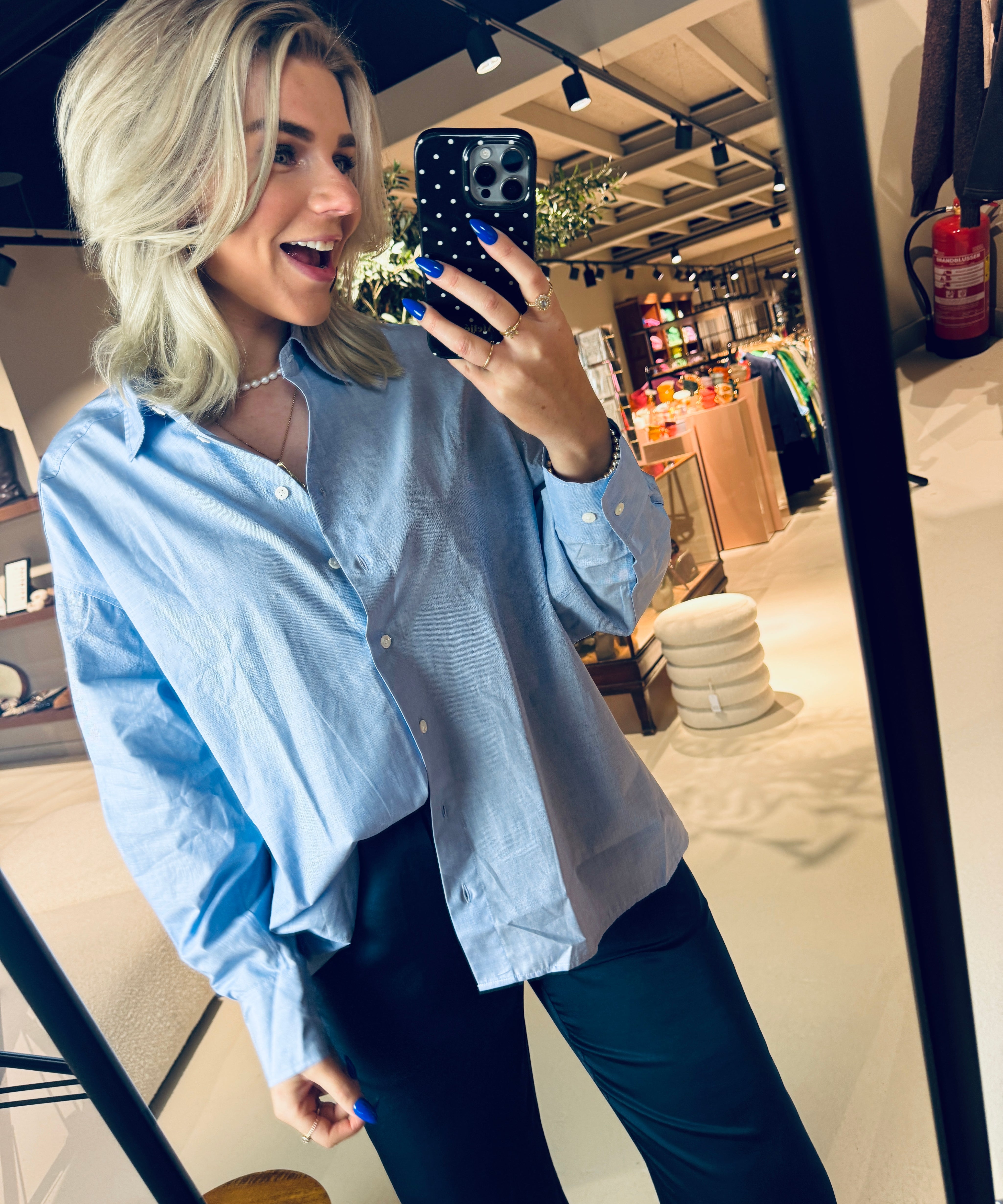 Cape Shirt dames blouse blauw Closed