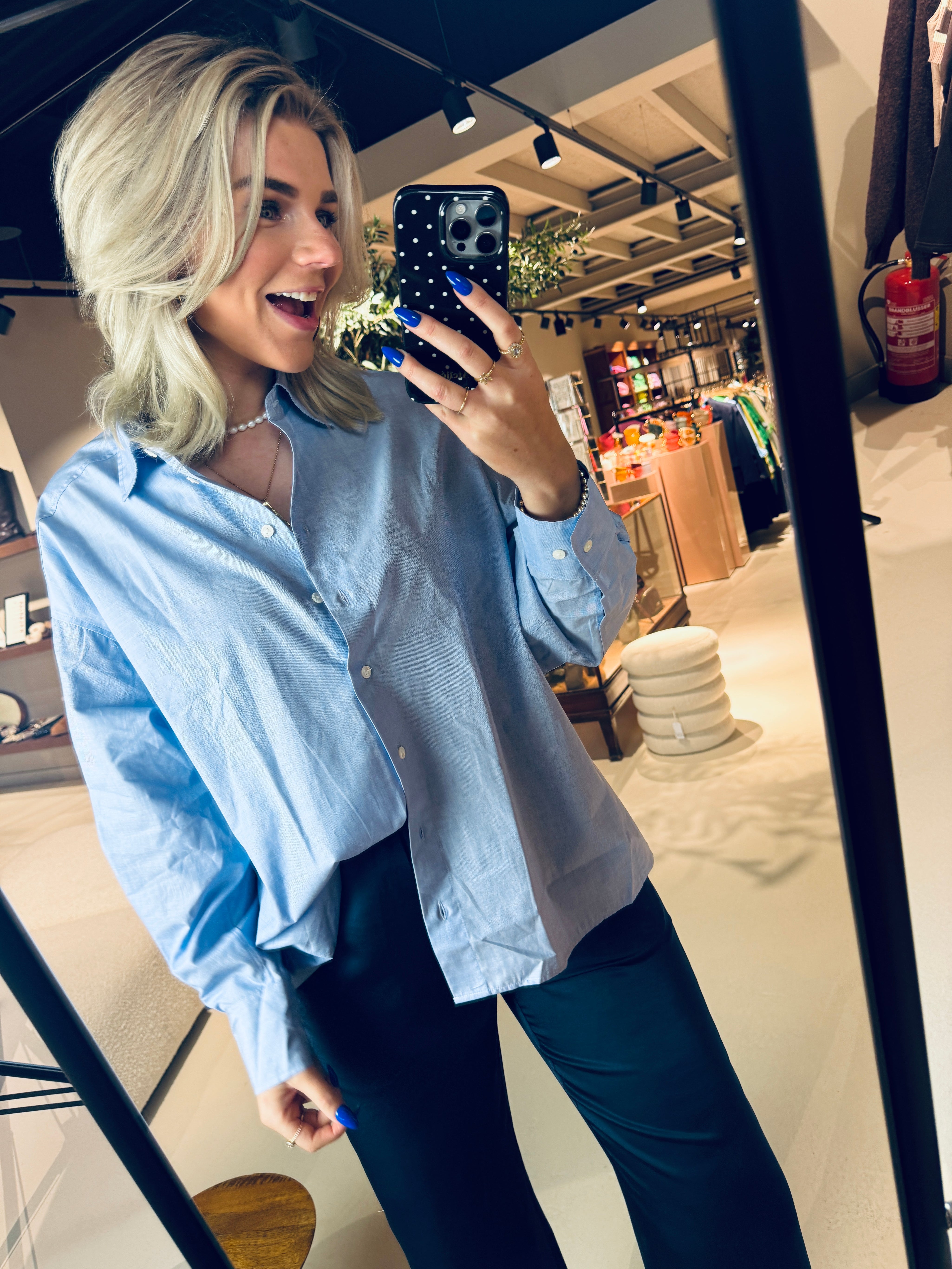 Cape Shirt dames blouse blauw Closed