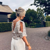 Avy sequined draped top - Silver