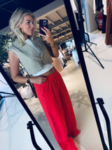 LeilaCC Linen Crop Vest