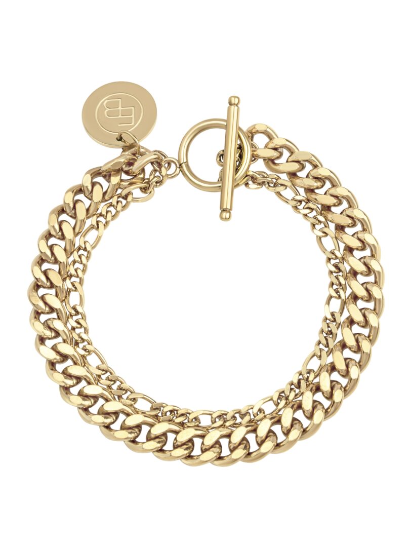 Dubbele schakelarmband met grote munt Ellen Beekmans