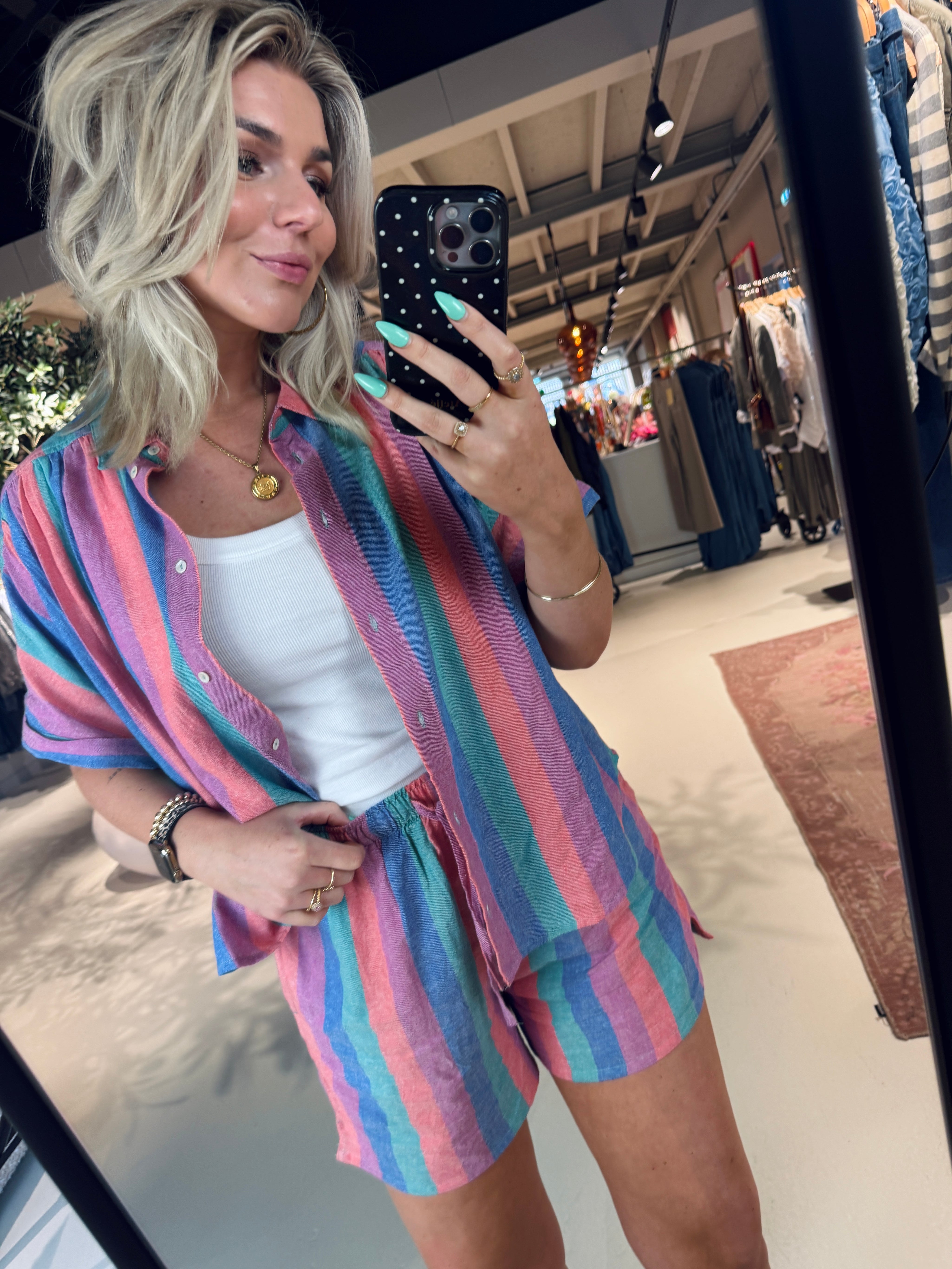 Sunny rainbow pleats blouse