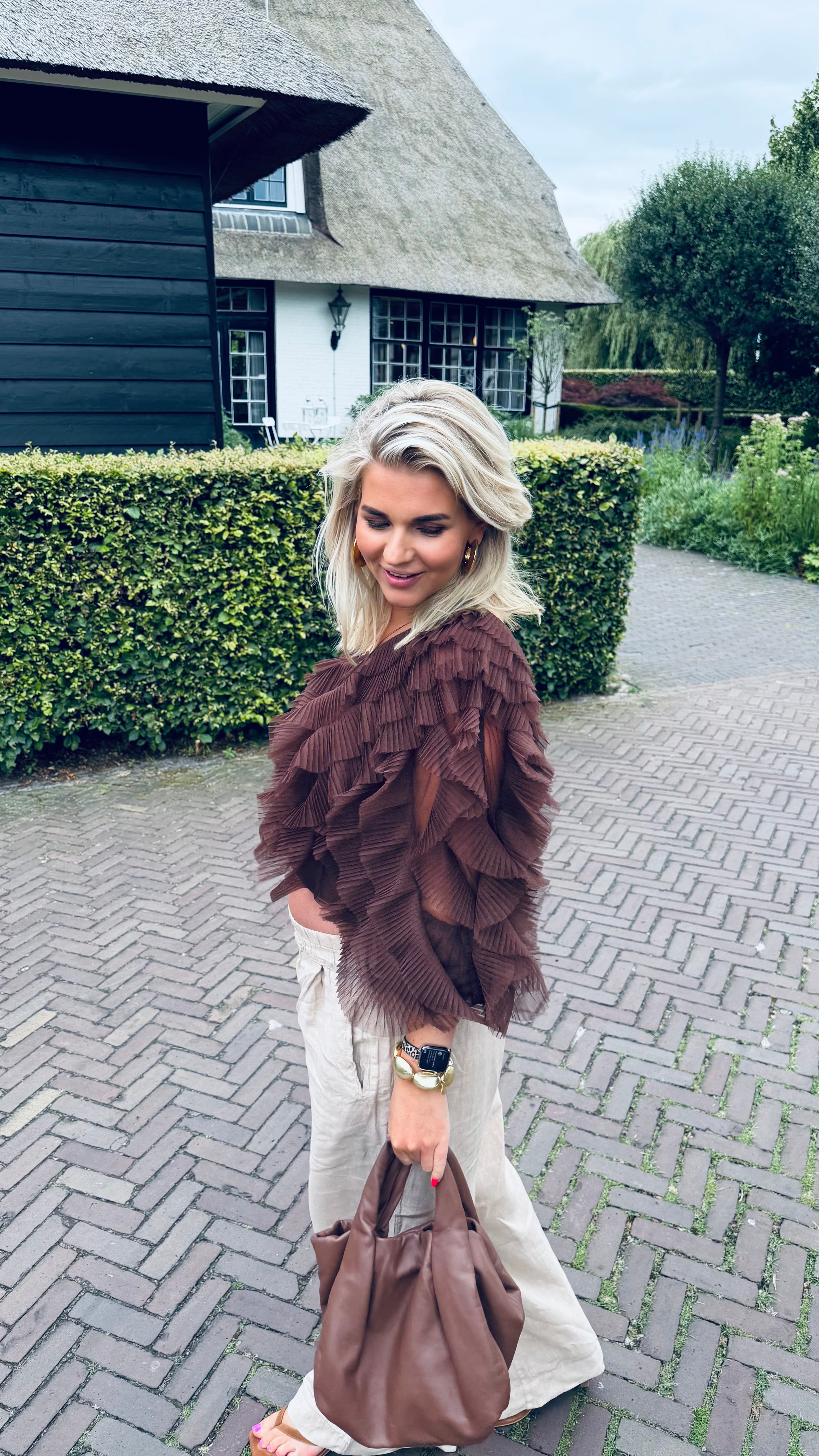 Phora Tulle Ruffled Top