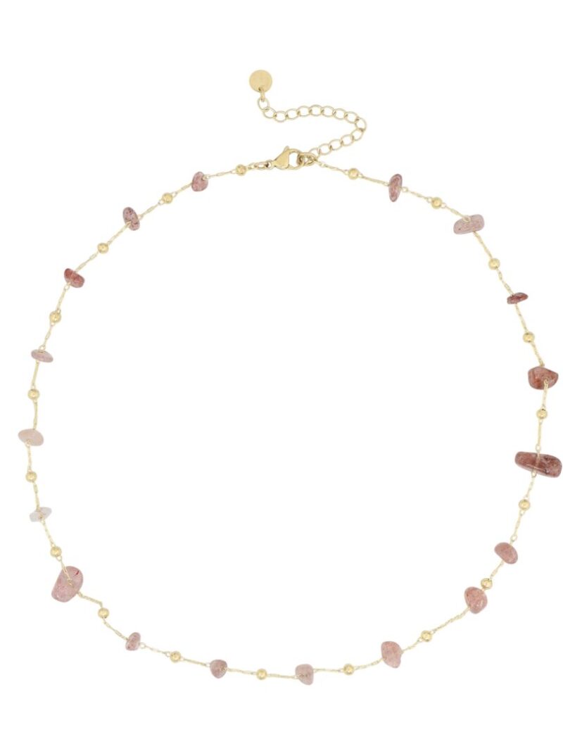 Fijn kort kettinkje met ongelijke edelsteentjes Ellen Beekmans