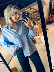 Cape Shirt dames blouse blauw Closed