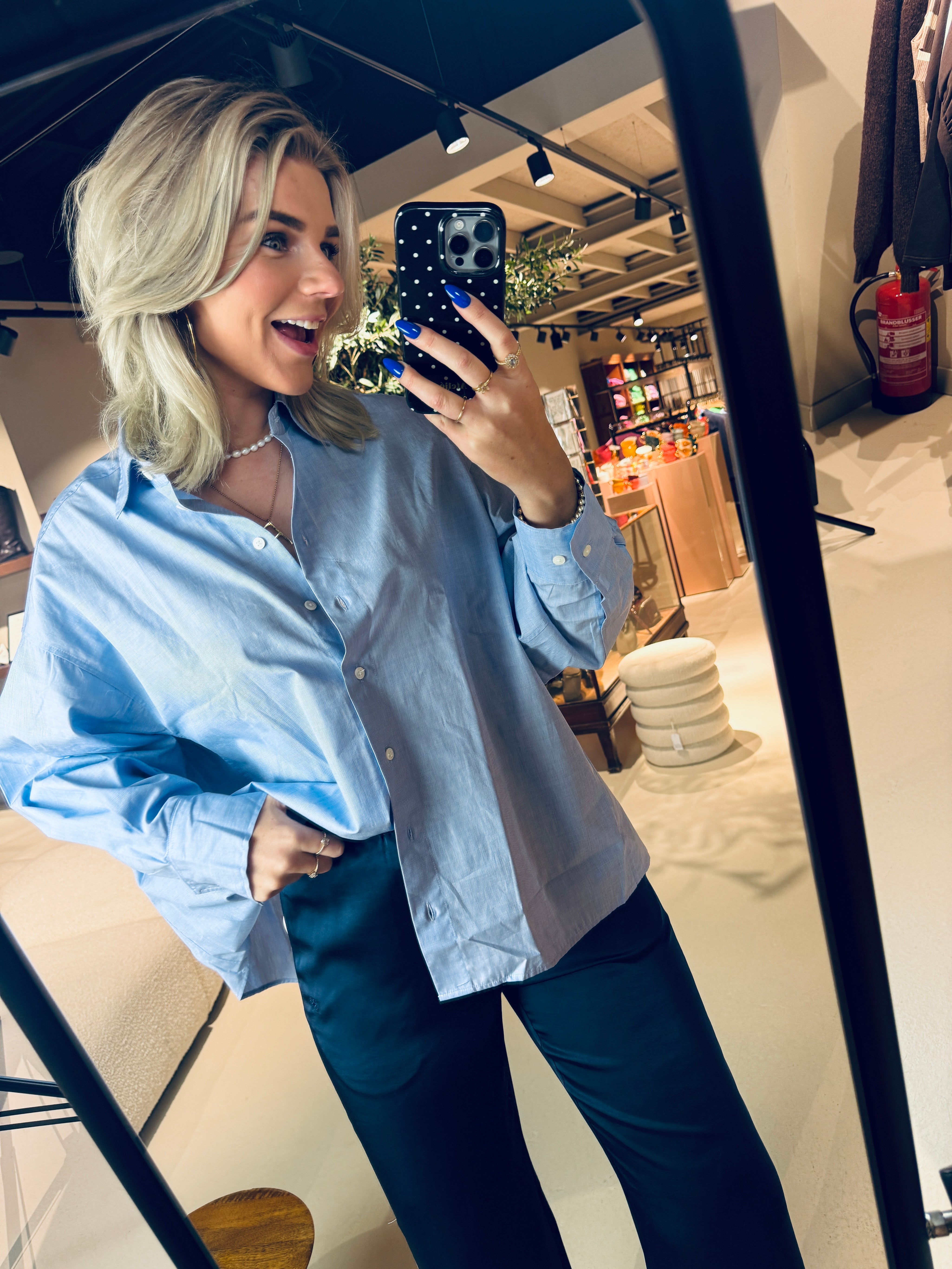 Cape Shirt dames blouse blauw Closed