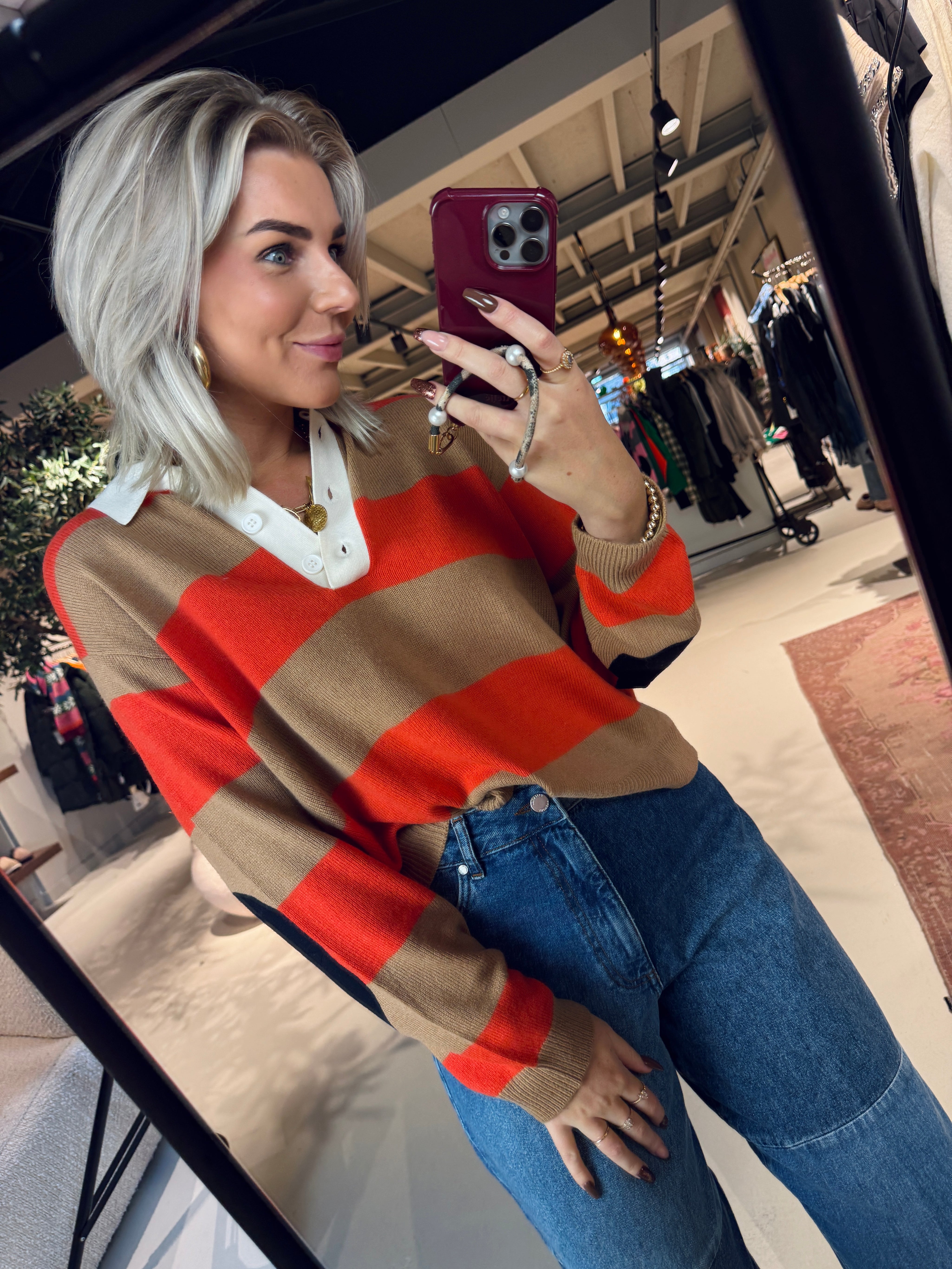 Jarn striped knit polo