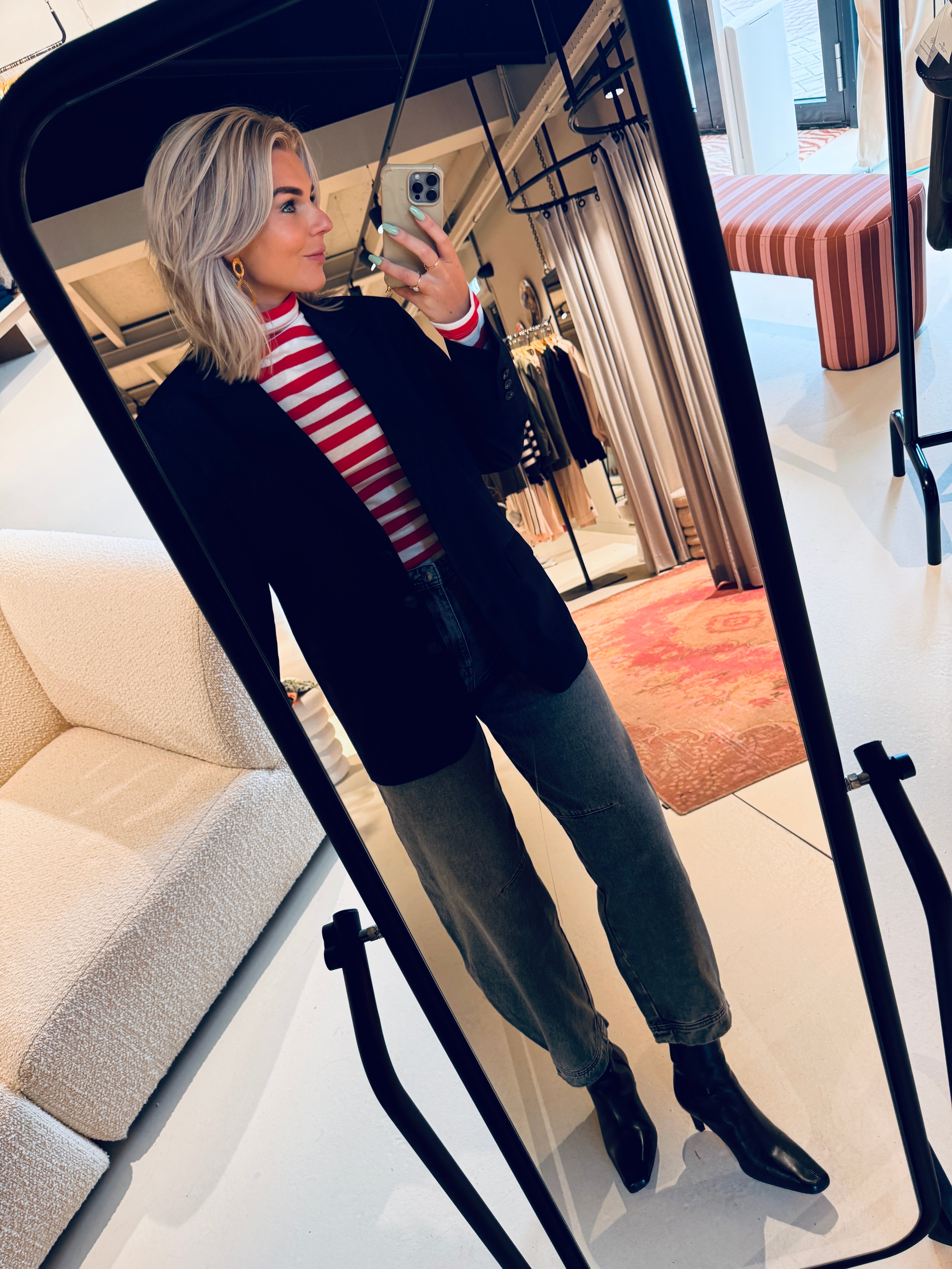 W25N1630 Blazer - Navy stripe