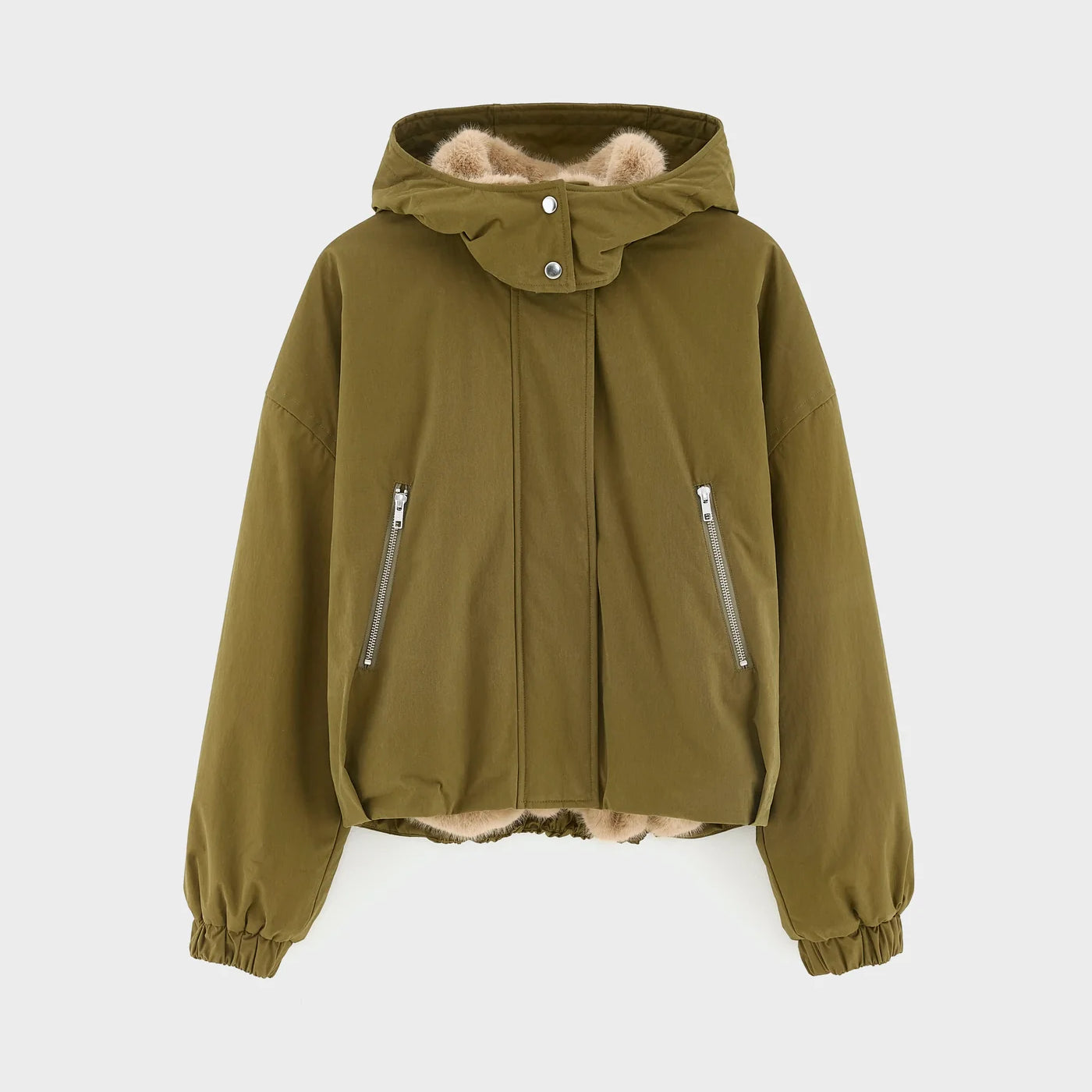 Herna F Jacket in het kaki groen met capuchon en voering van Bellerose 