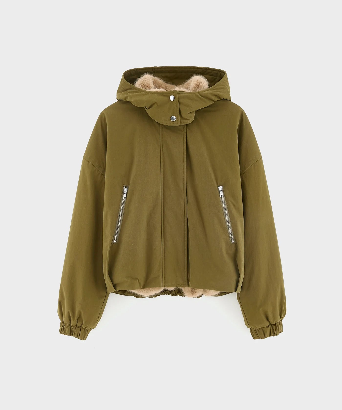 Herna F Jacket in het kaki groen met capuchon en voering van Bellerose 