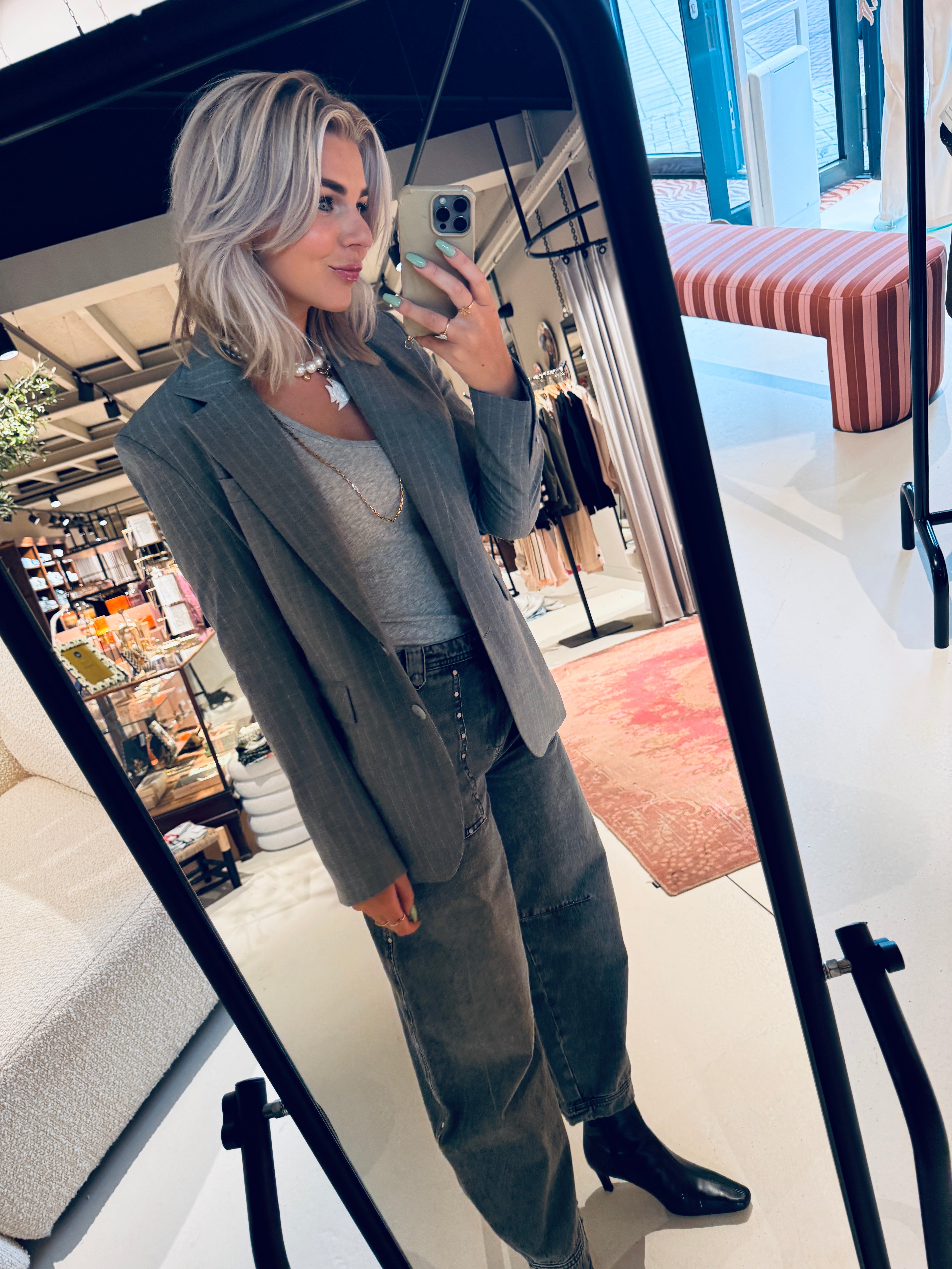 W25N1623 Blazer stripe - Grey mel.