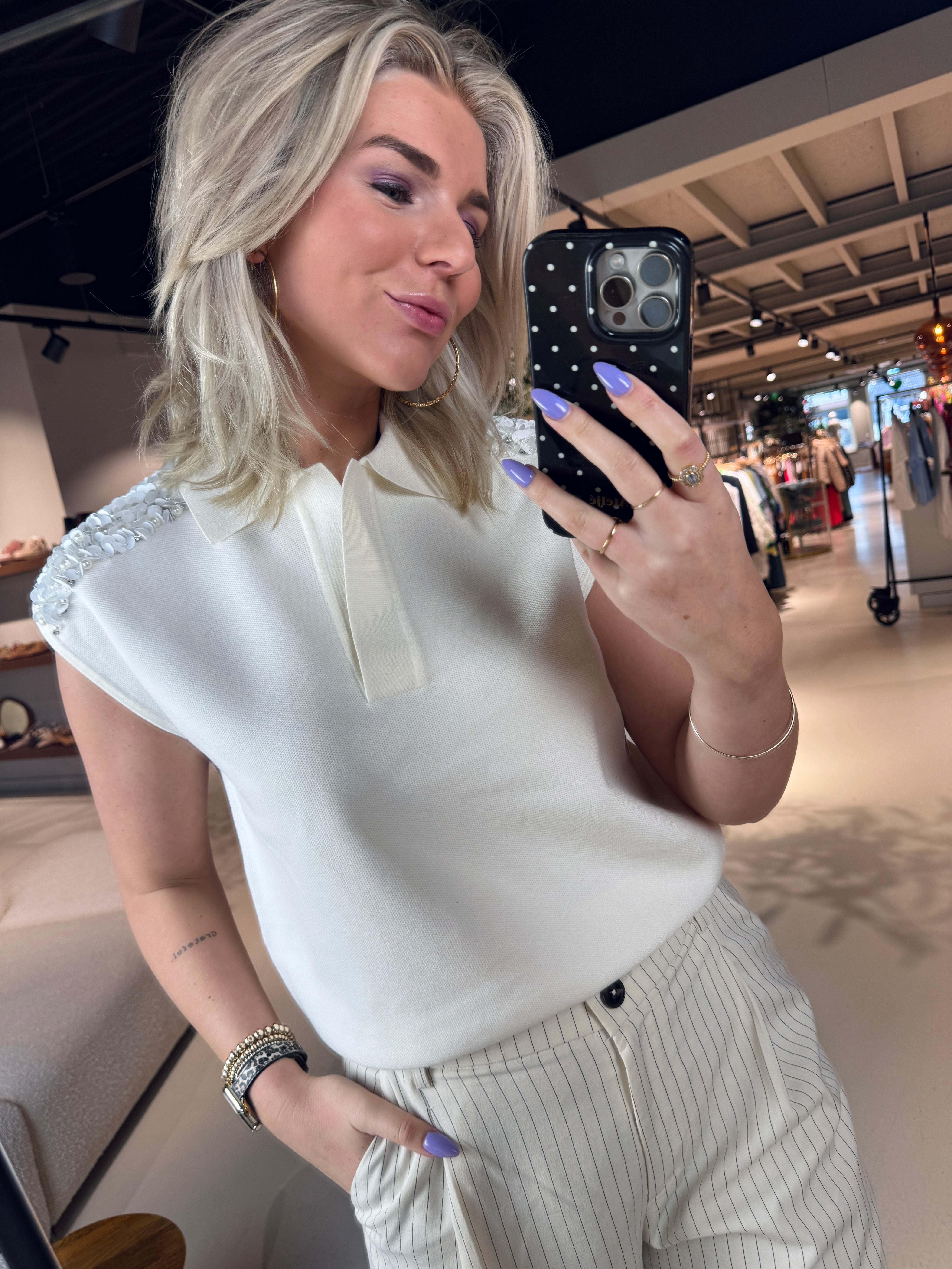 Joline Embroidered Knit Polo