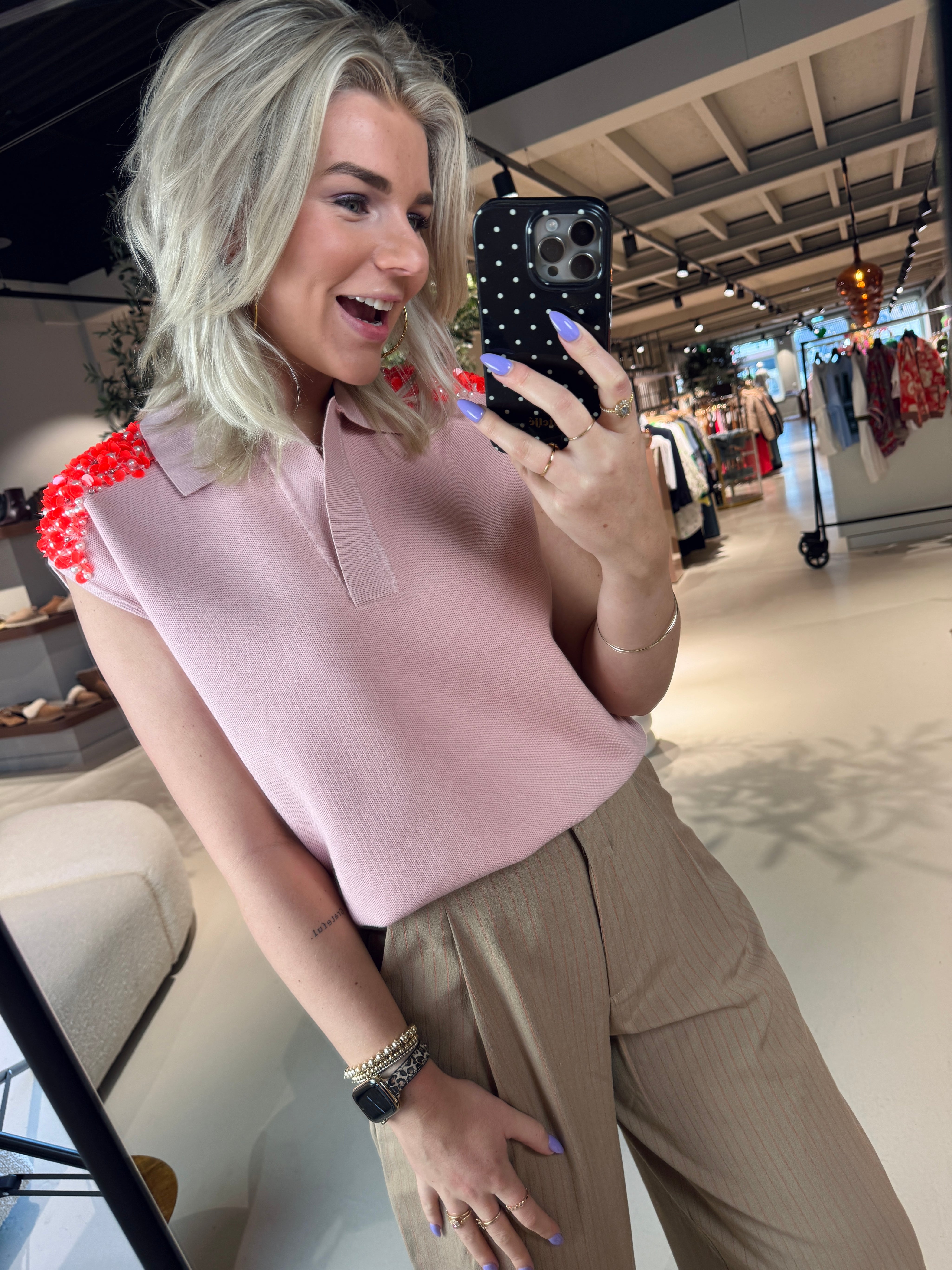 Joline Embroidered Knit Polo