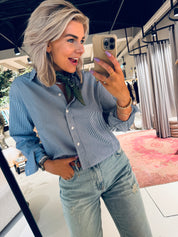 W25Z794 Blouse stripe - Blue white