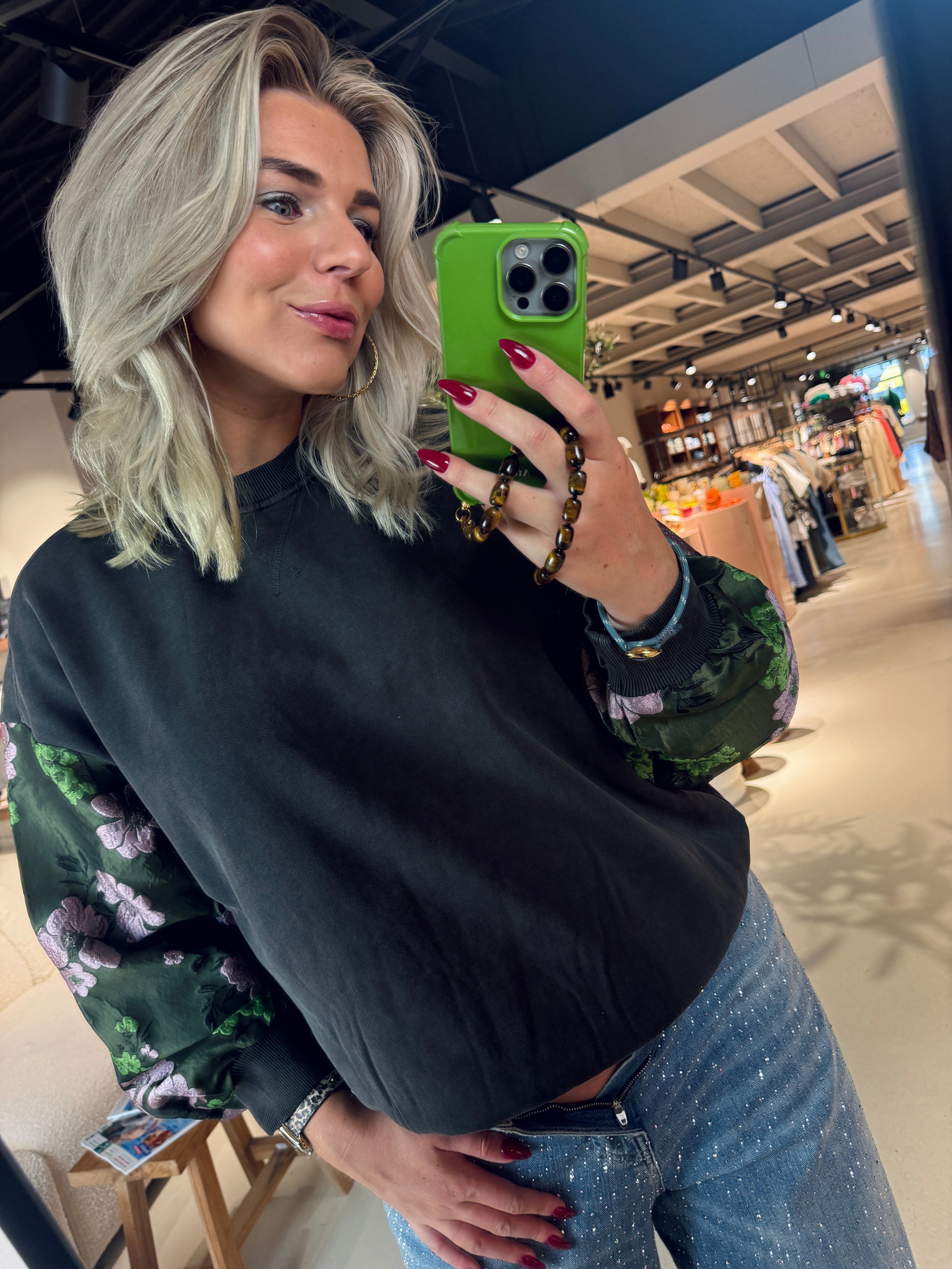 Kueer Jacquard Sleeve Sweatershirt Essentiel Antwerp | RIXT