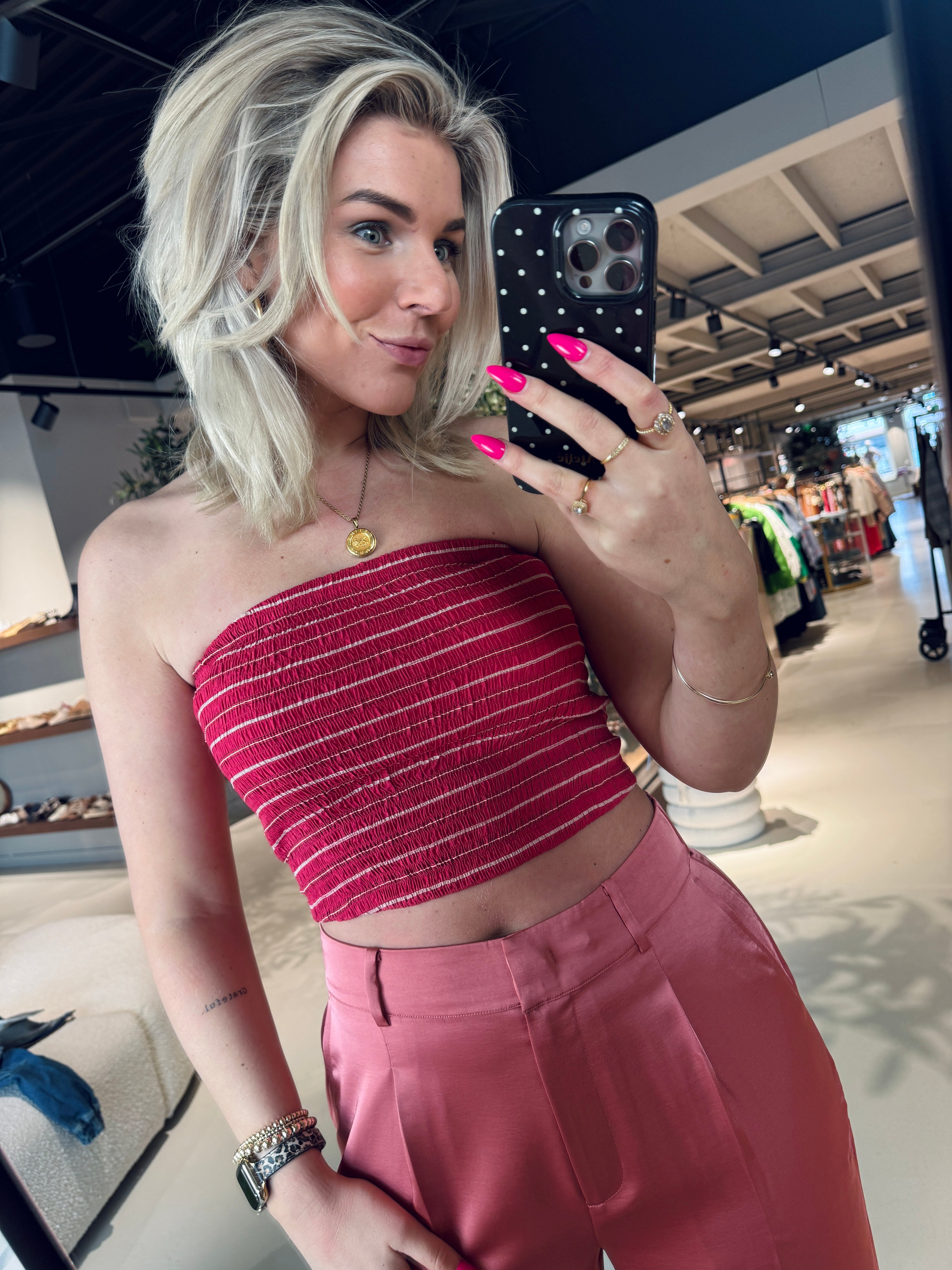 Bliss striped smocked bustier