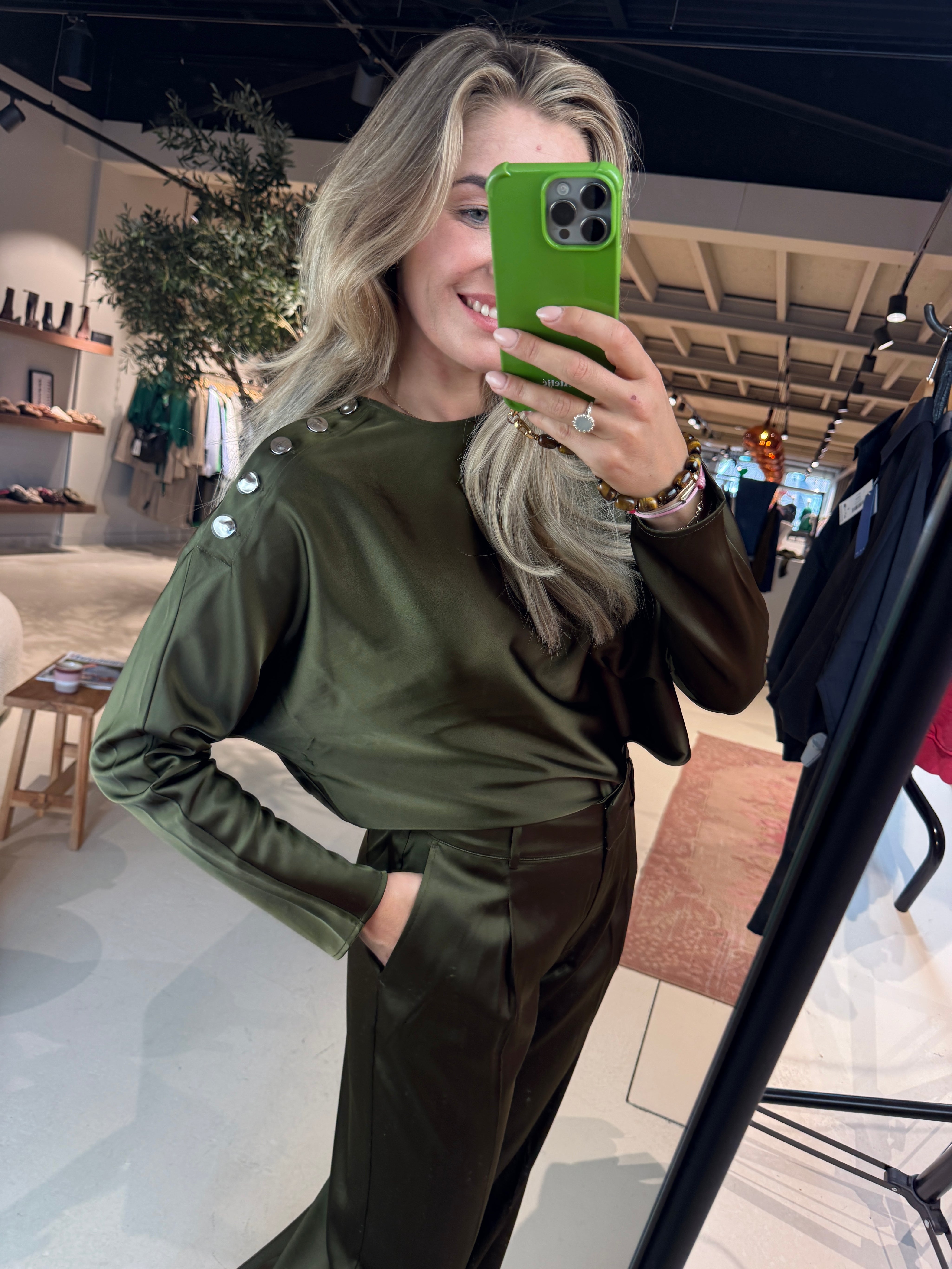 Leiva Bold Satin Button Detail Top Dante6 | RIXT