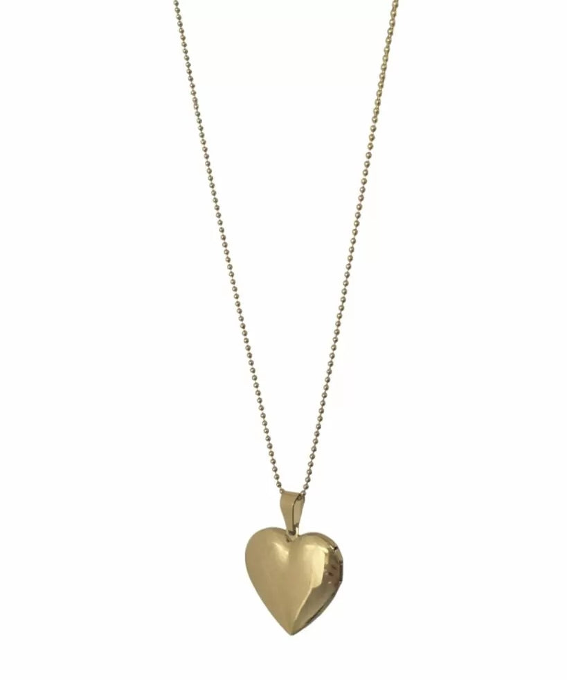 Lange ketting met hart medaillon in goudkleurige afwerking, perfect voor elke gelegenheid.