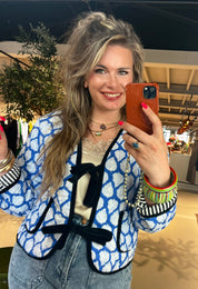Suvanna Jacke - Bio-Baumwolle Blaue Blätter