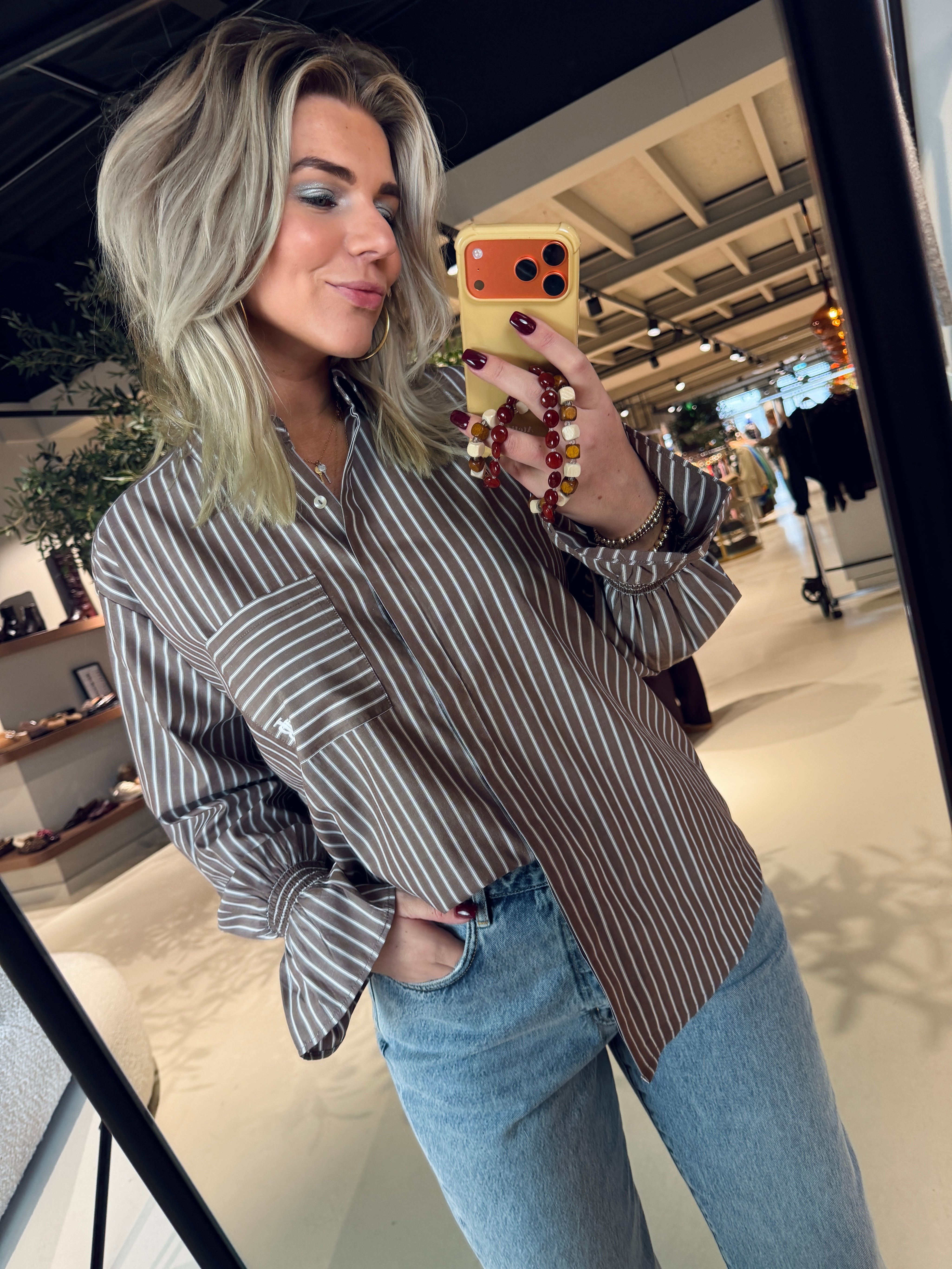 Talya-Tie Brown Blouse