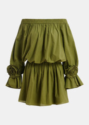 Jegan Off Shoulder Minidress in het groen voor dames van Essentiel Antwerp