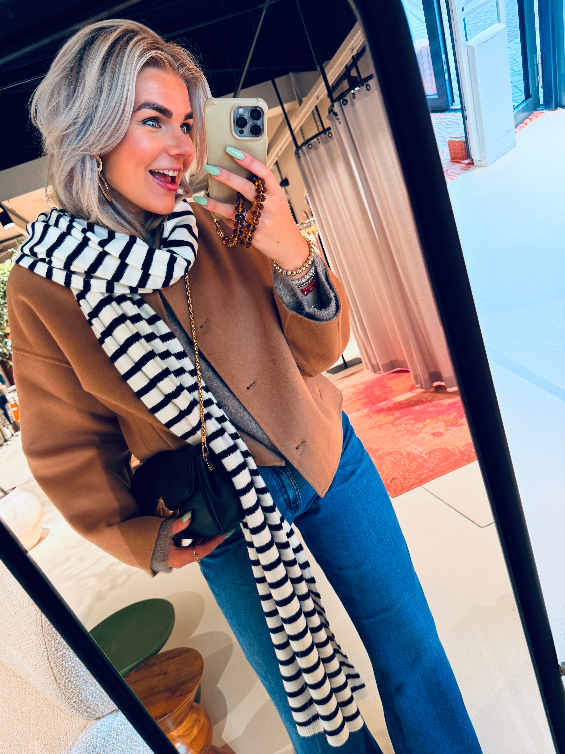 W25B359 Scarf stripe - Ecru navy