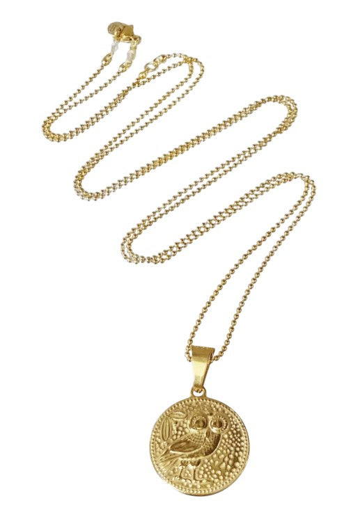 Lange ketting met munt met opdruk