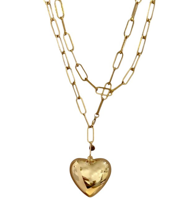 Schakelketting met grote 'hart' hanger Ellen Beekmans