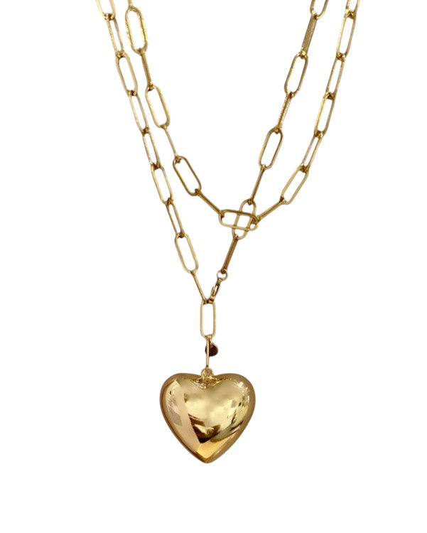 Schakelketting met grote 'hart' hanger Ellen Beekmans