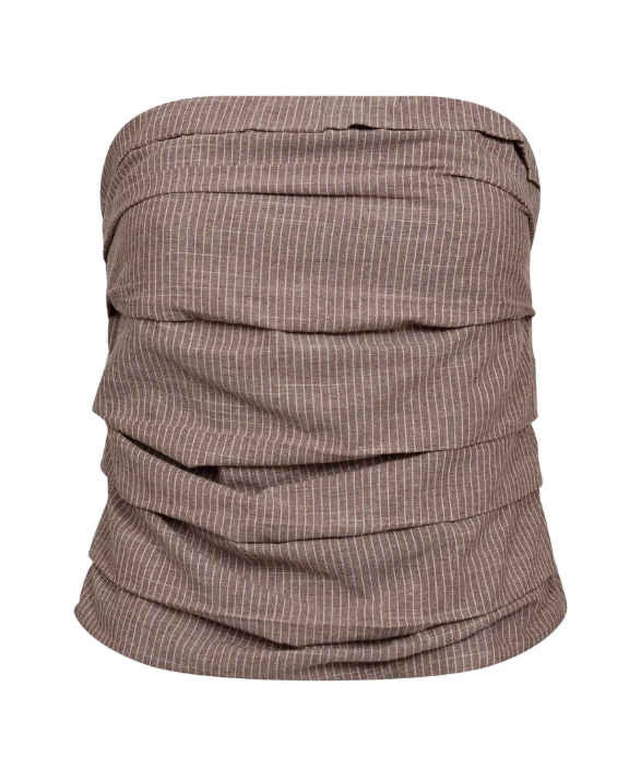 JihoCC Stripe Tube Top strapless bruin van Co'Couture